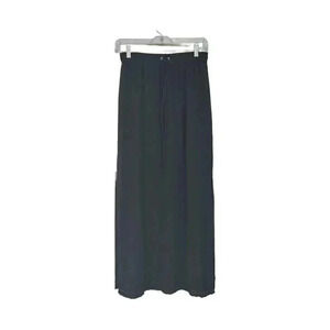 FCNY Black Chiffon High Side Slit Column Maxi Skirt
